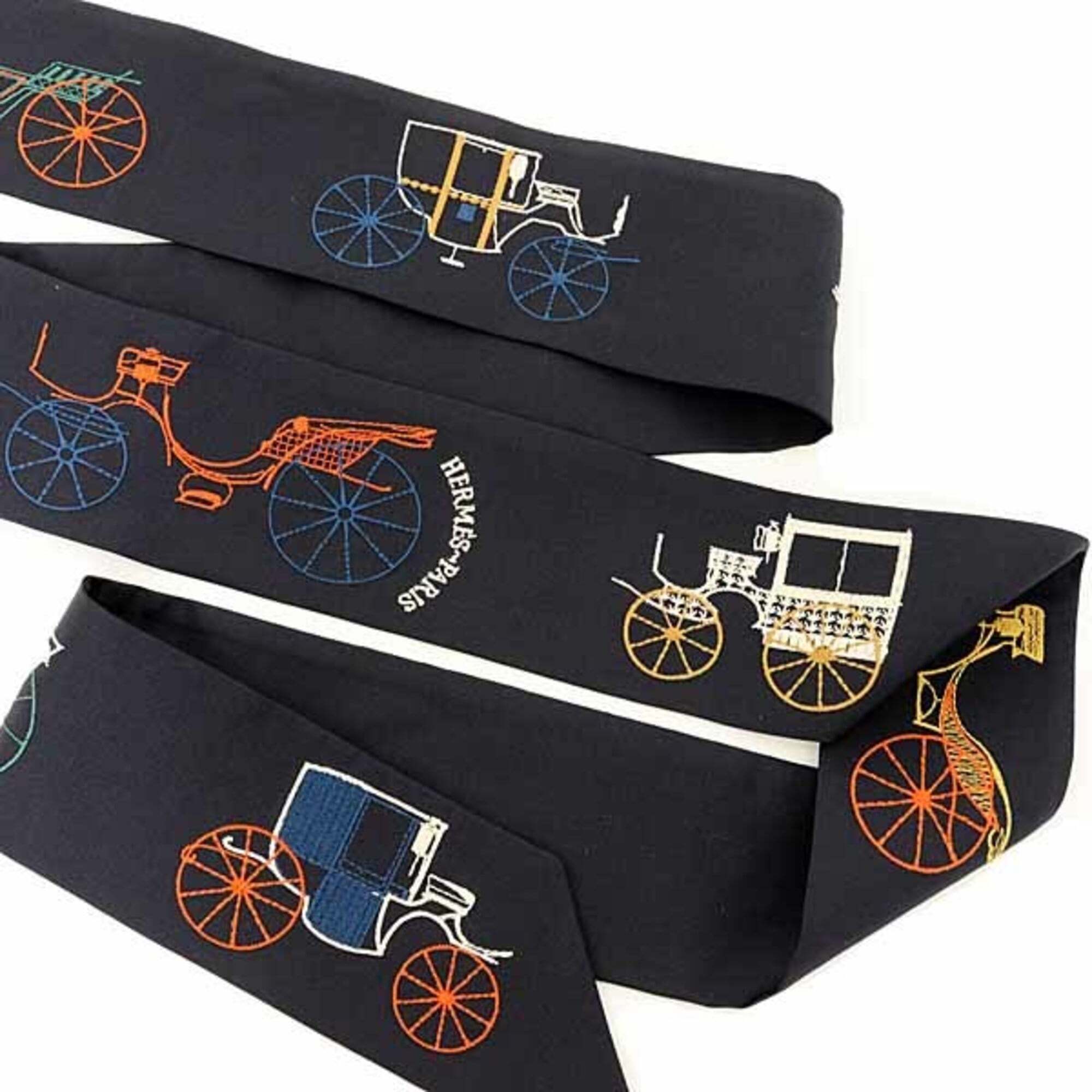 Hermes Authentic Black Silk Scarf